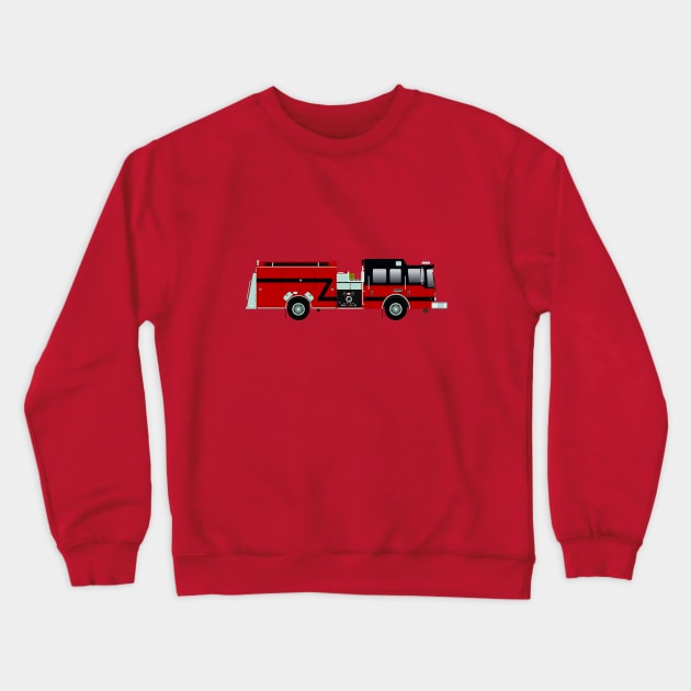 Red with Black Fire Engine Crewneck Sweatshirt by BassFishin